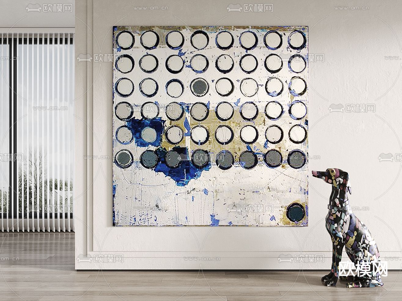 侘寂风抽象画 装饰画3d模型下载