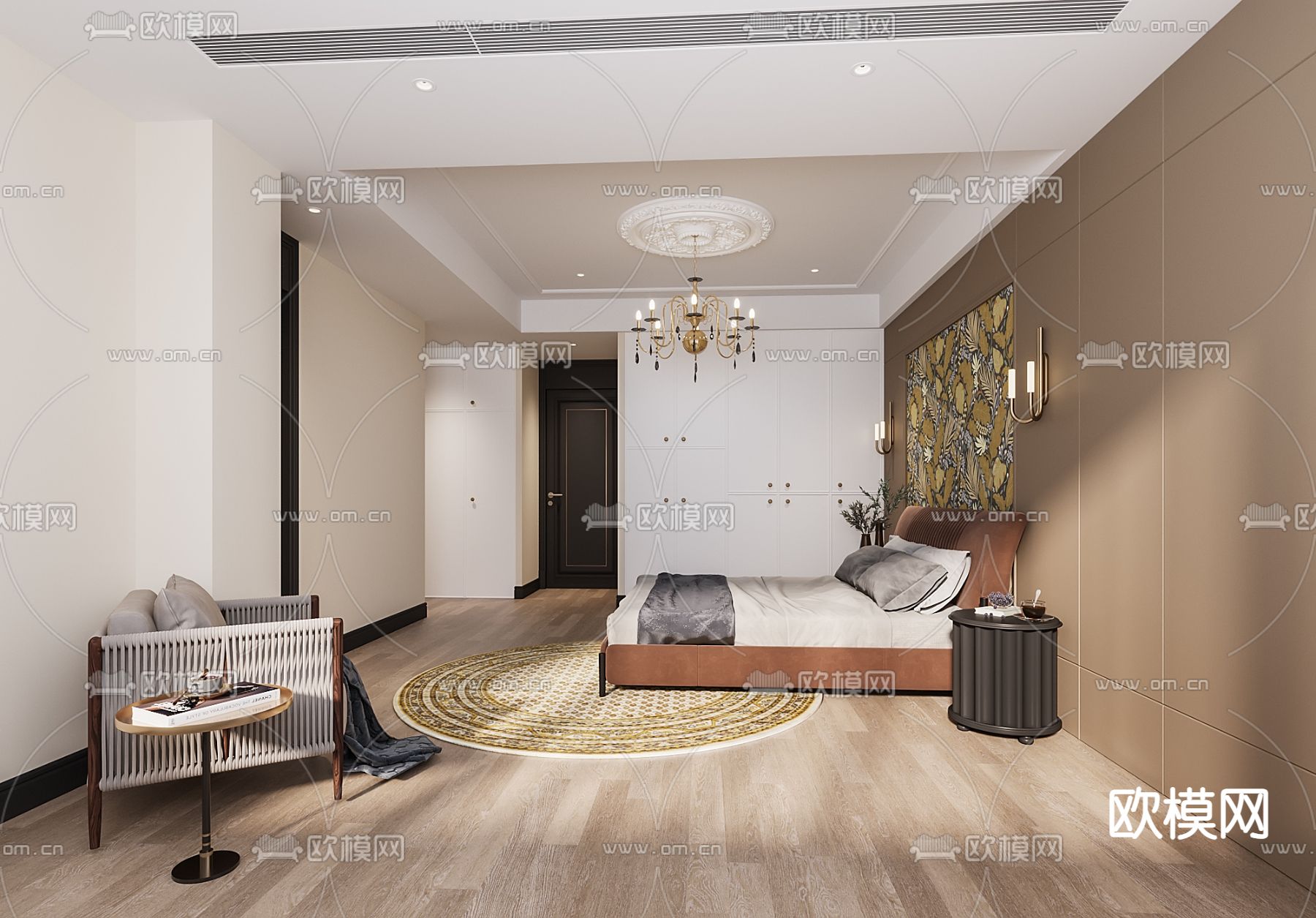 美式卧室 老人房3d模型下载