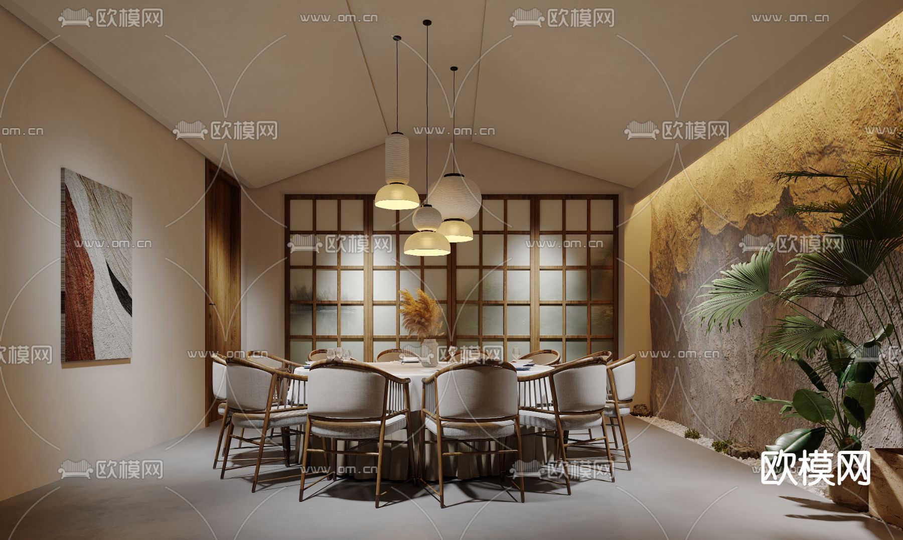 中餐厅包厢 包间 包房3d模型下载（渲染图1）