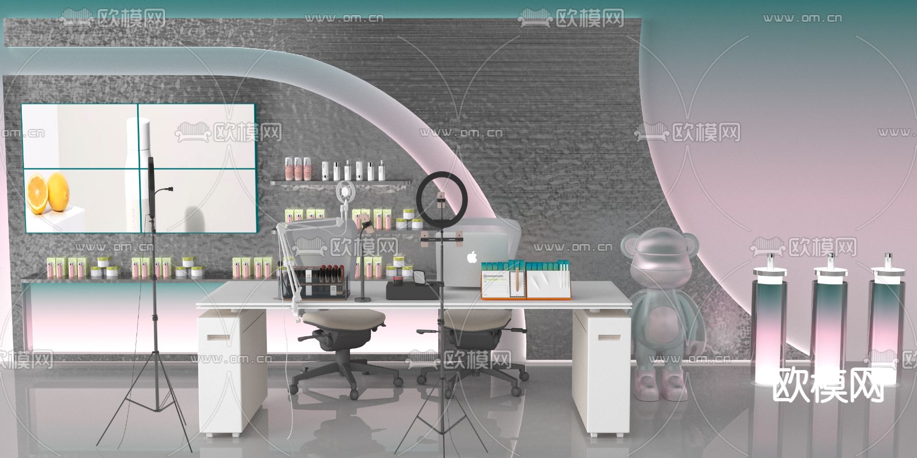 现代美妆店 直播间3d模型下载_ID12176232_3dmax免费模型-欧模网