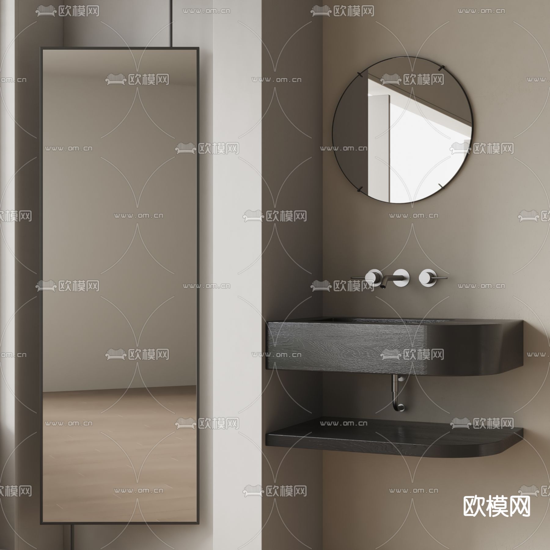 现代洗手台 洗手盆3d模型