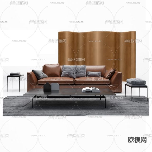 现代极简创意沙发组合免费3d模型下载