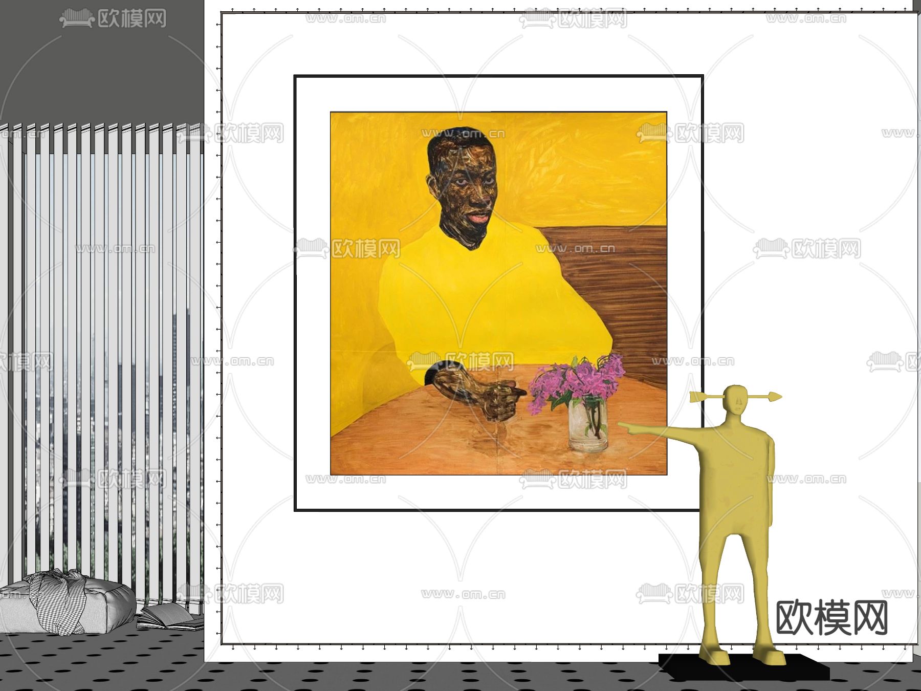 现代艺术装饰挂画su模型下载（渲染图2）