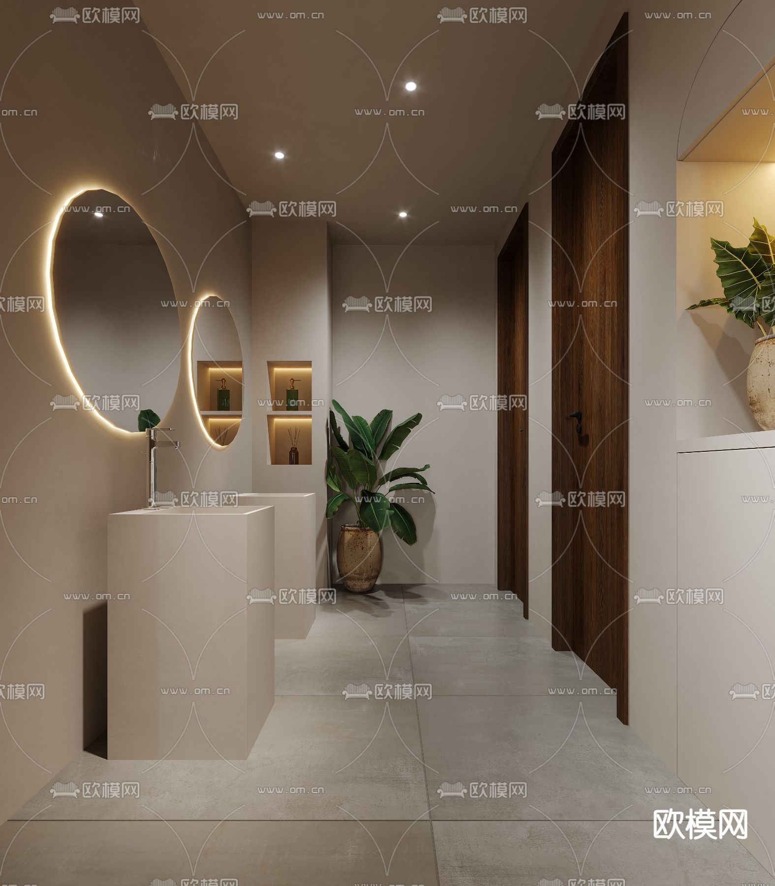 侘寂风西餐厅3d模型下载（渲染图4）