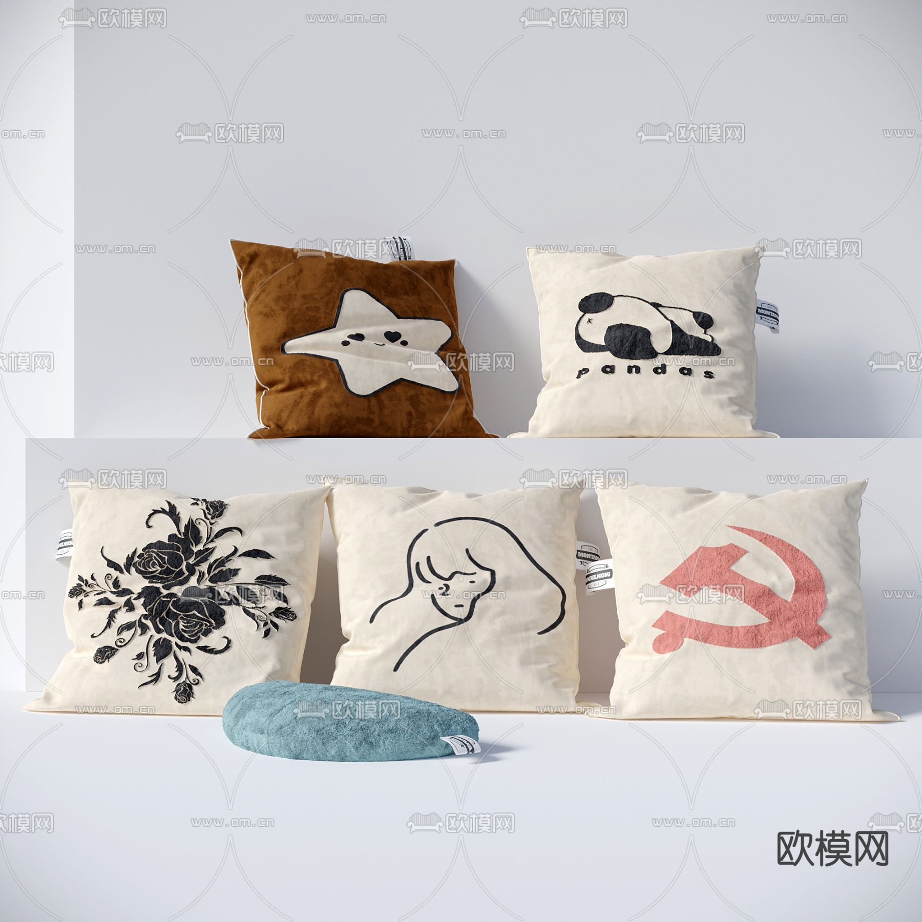 奶油风抱枕 靠枕3d模型下载