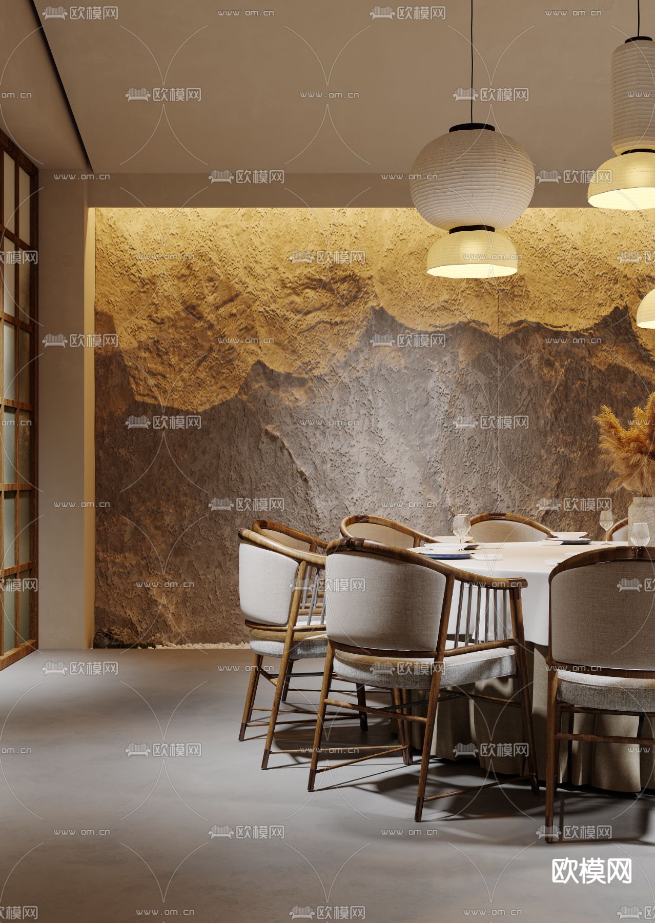 中餐厅包厢 包间 包房3d模型下载（渲染图2）