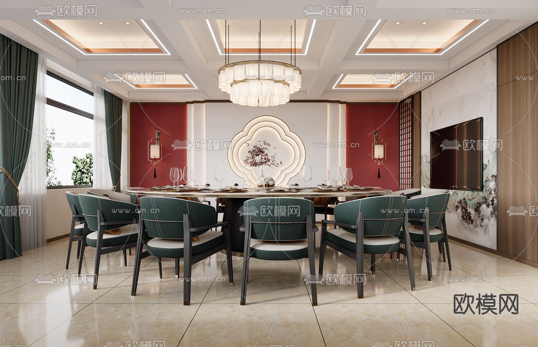 中餐厅包间 包厢 包房3d模型下载_ID12178250_3dmax免费模型-欧模网