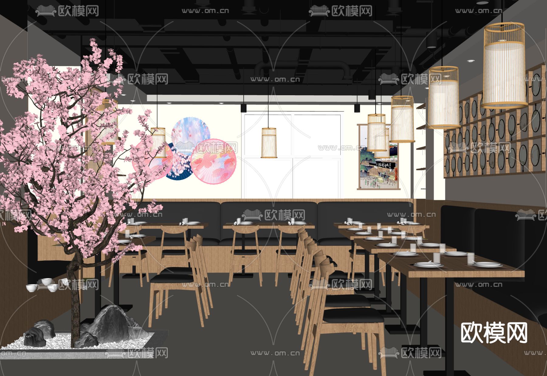 日式料理店su模型