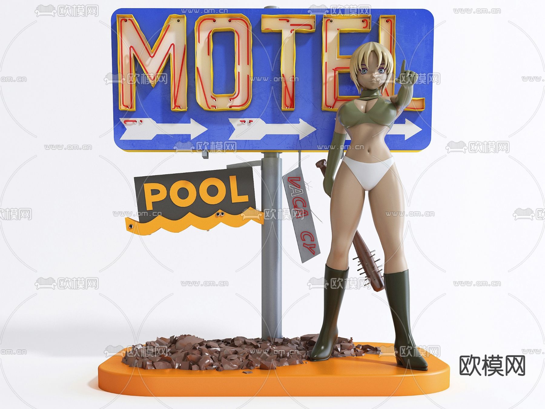 女性人物手办 潮玩3d模型下载