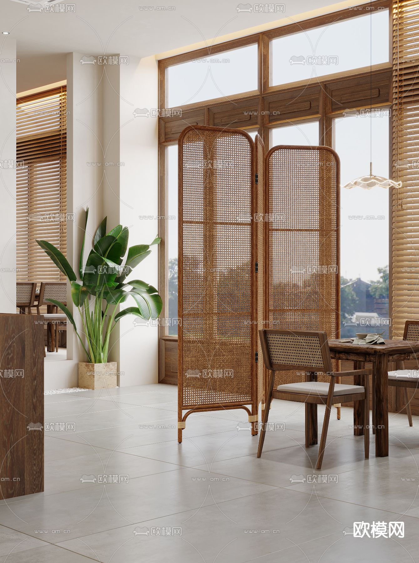 侘寂风西餐厅3d模型下载（渲染图2）