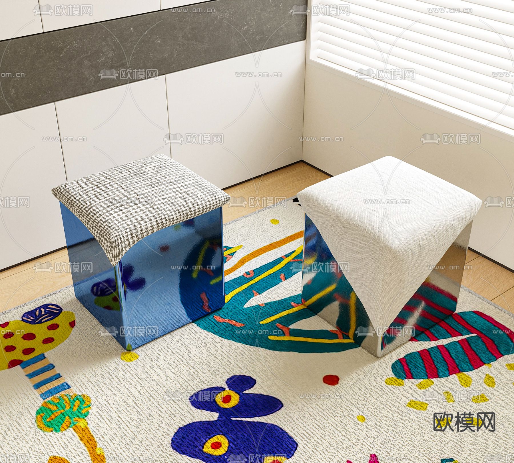 IKEA 凳子su模型下载（渲染图1）