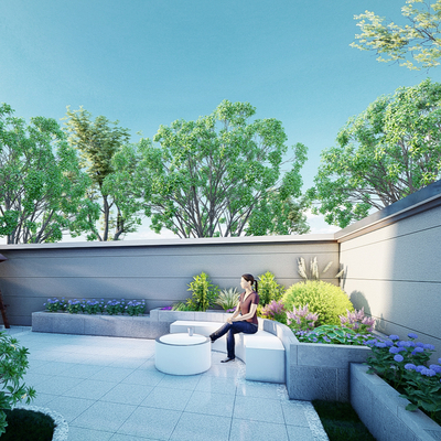  现代庭院景观su模型 