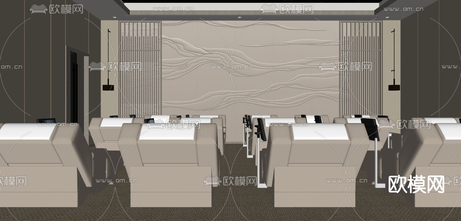 现代影音室视听室su模型下载（渲染图2）