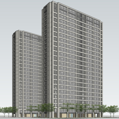 现代高层办公楼外观su模型
