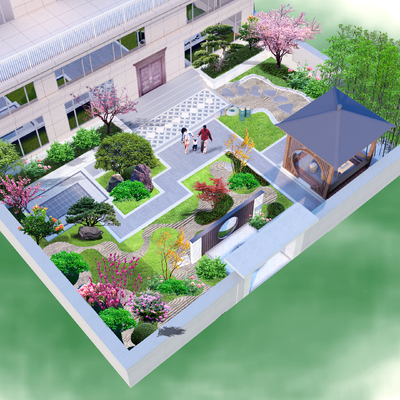  中式庭院景观su模型 