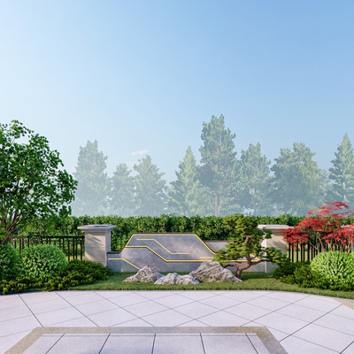  现代庭院景观su模型 