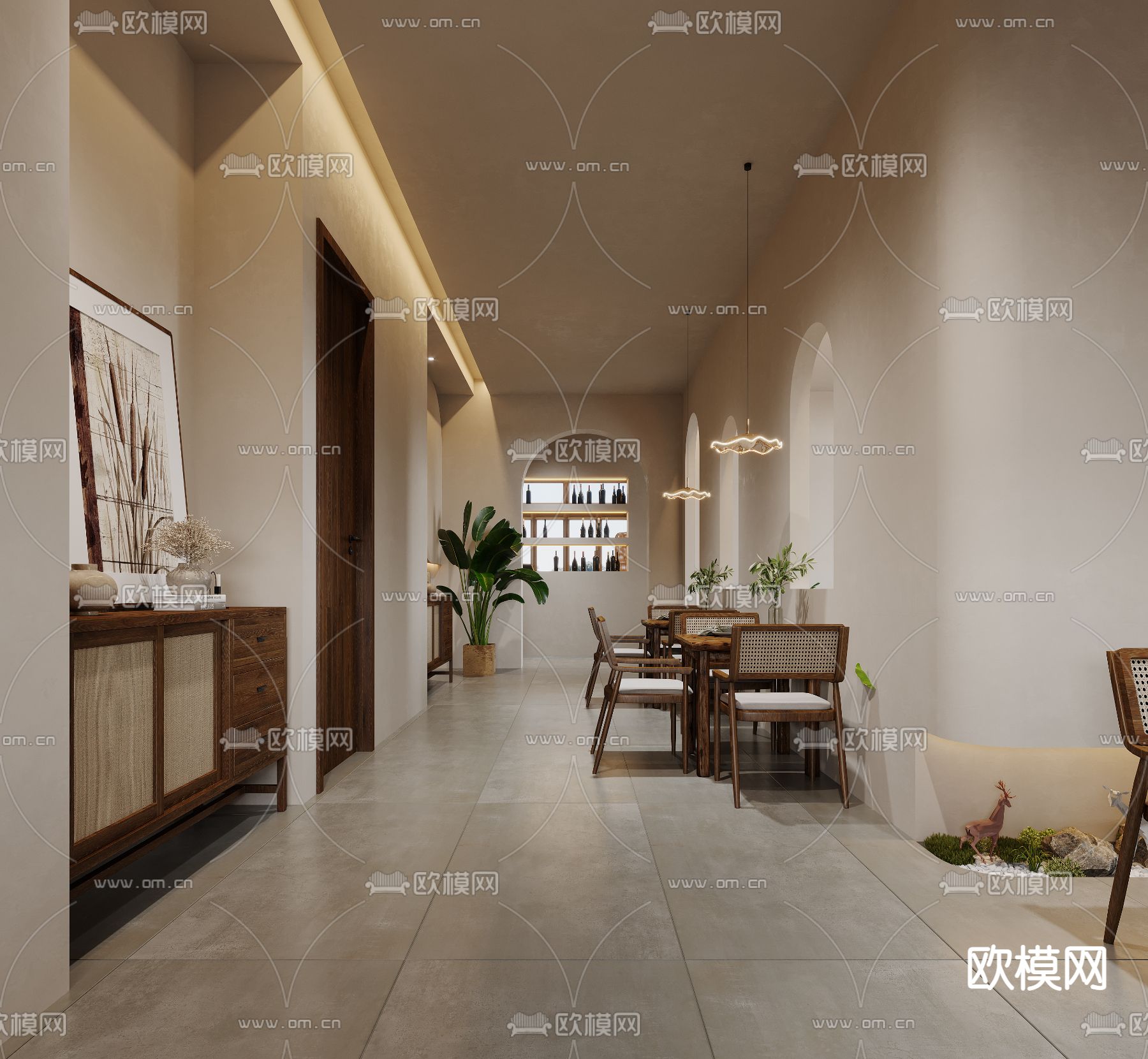 侘寂风西餐厅3d模型下载（渲染图7）