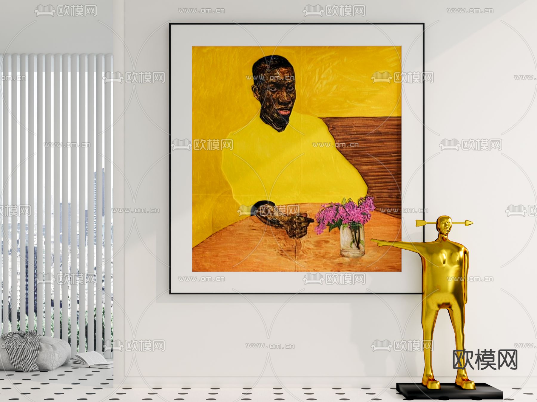 现代艺术装饰挂画su模型下载（渲染图1）