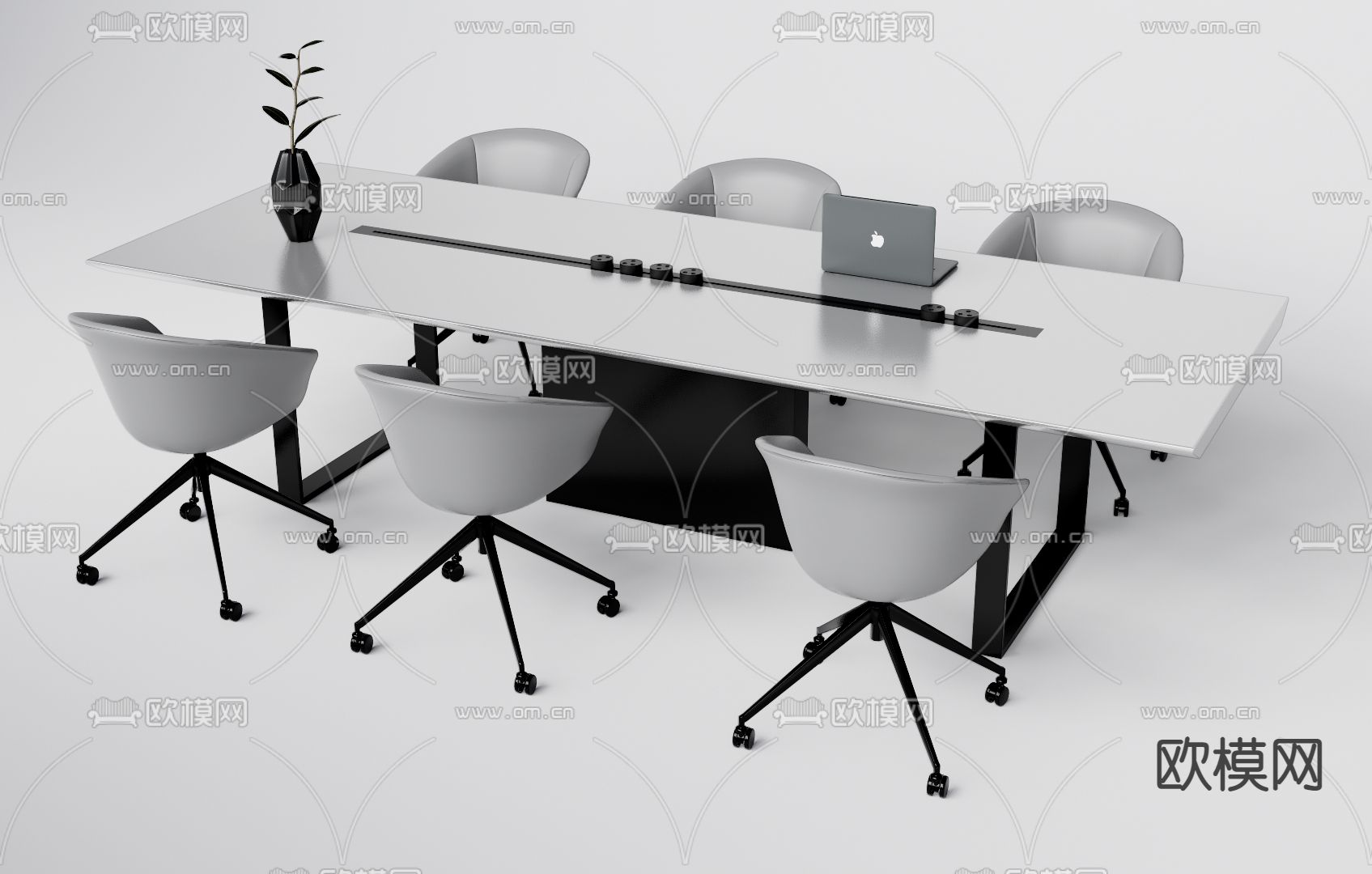 现代小型会议桌su模型下载（渲染图1）