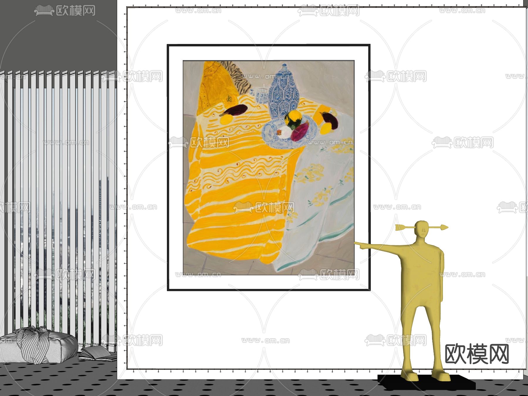 现代艺术装饰挂画su模型下载（渲染图2）