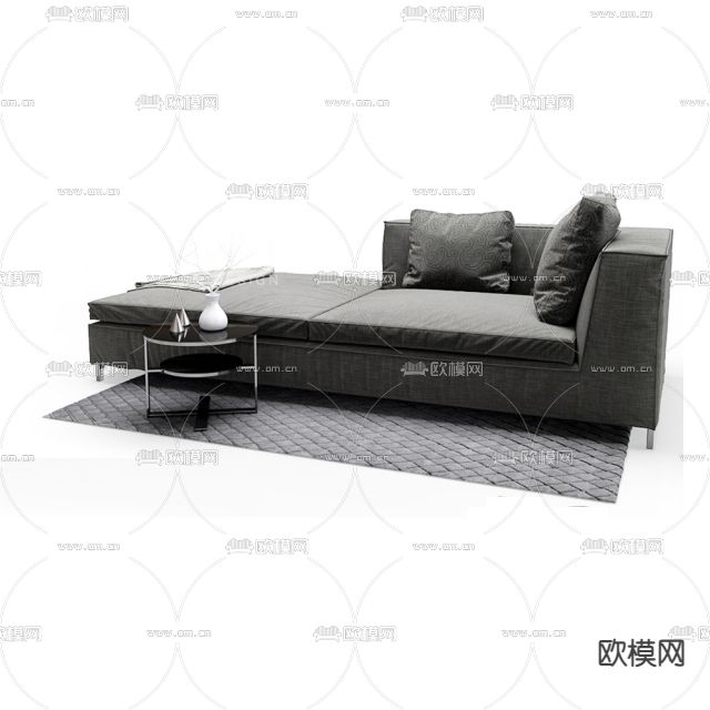 现代简约布艺贵妃椅免费3d模型下载