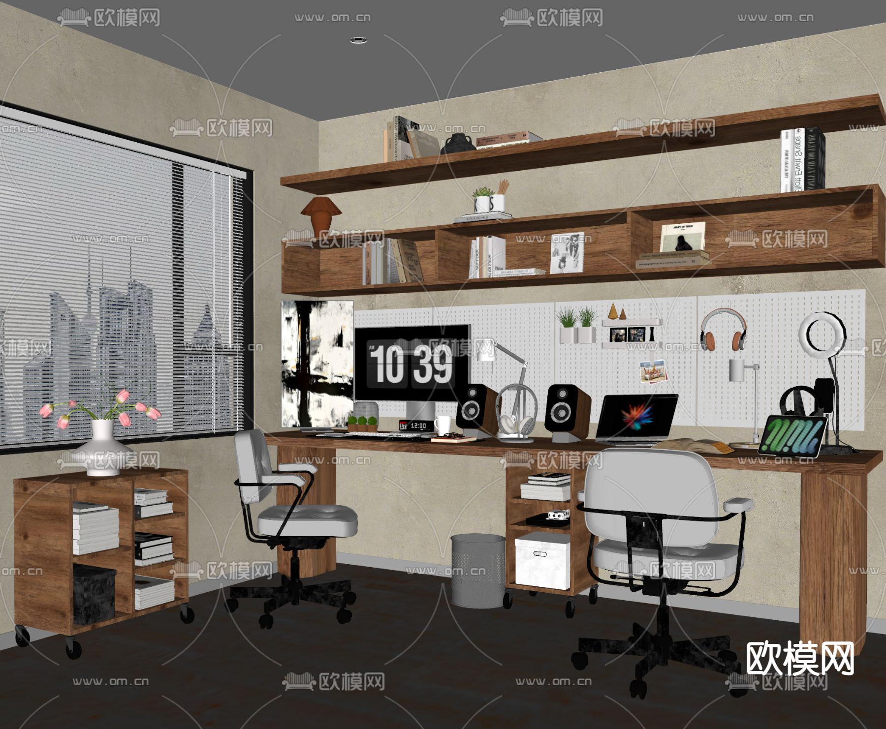 侘寂书房su模型下载（渲染图2）