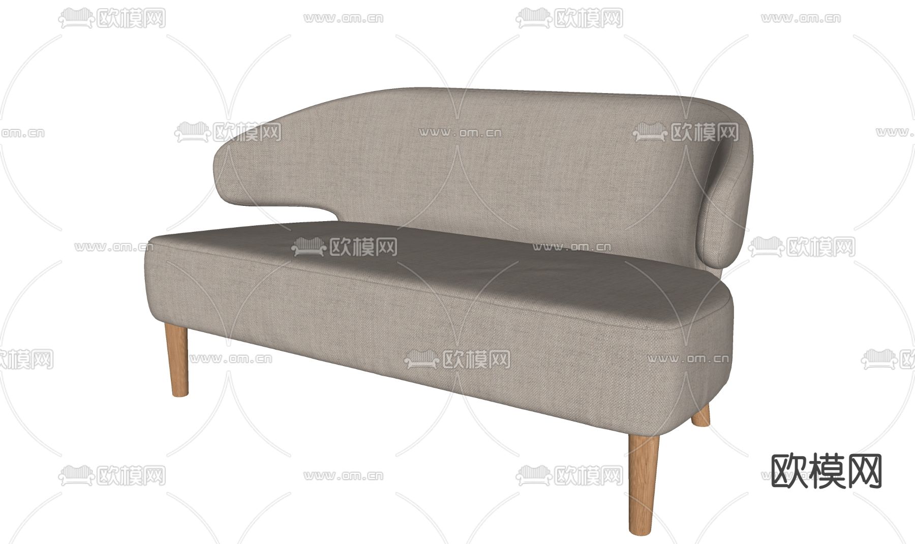 现代布艺双人沙发su模型下载（渲染图2）