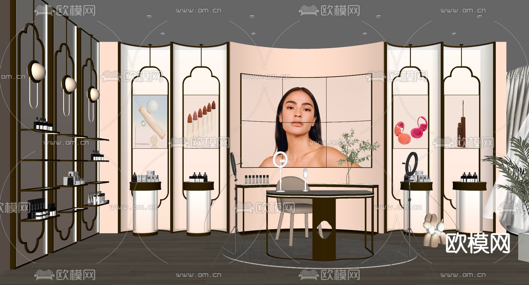 现代化妆品直播间su模型下载（渲染图2）