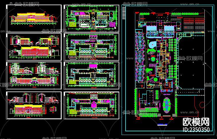 大型古典风格宾馆建筑cad施工图下载（渲染图3）