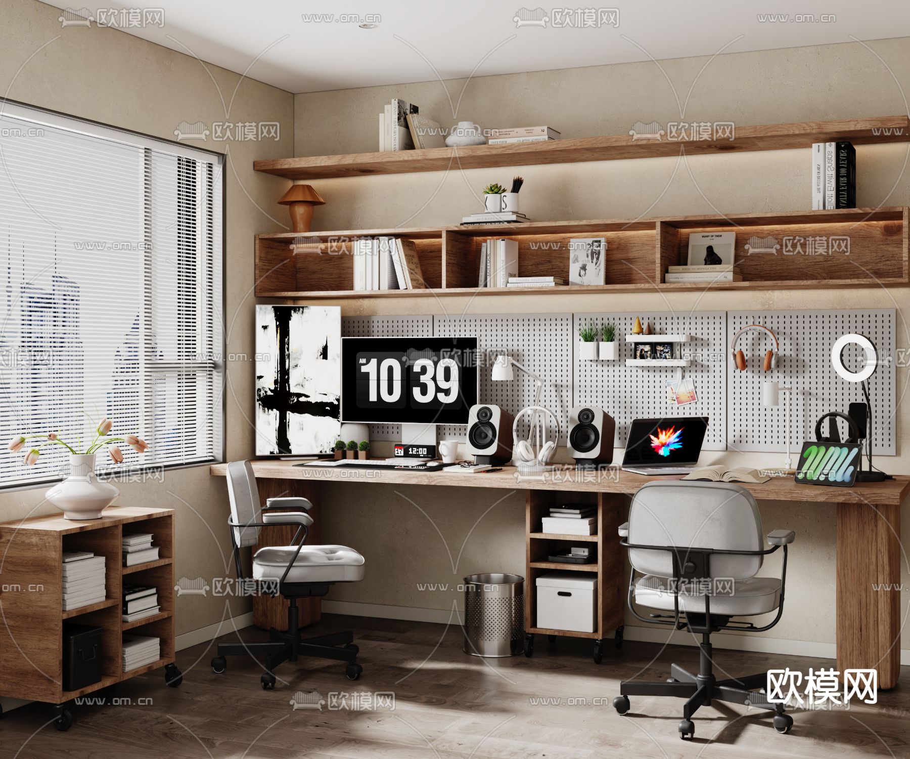 侘寂书房su模型下载（渲染图1）