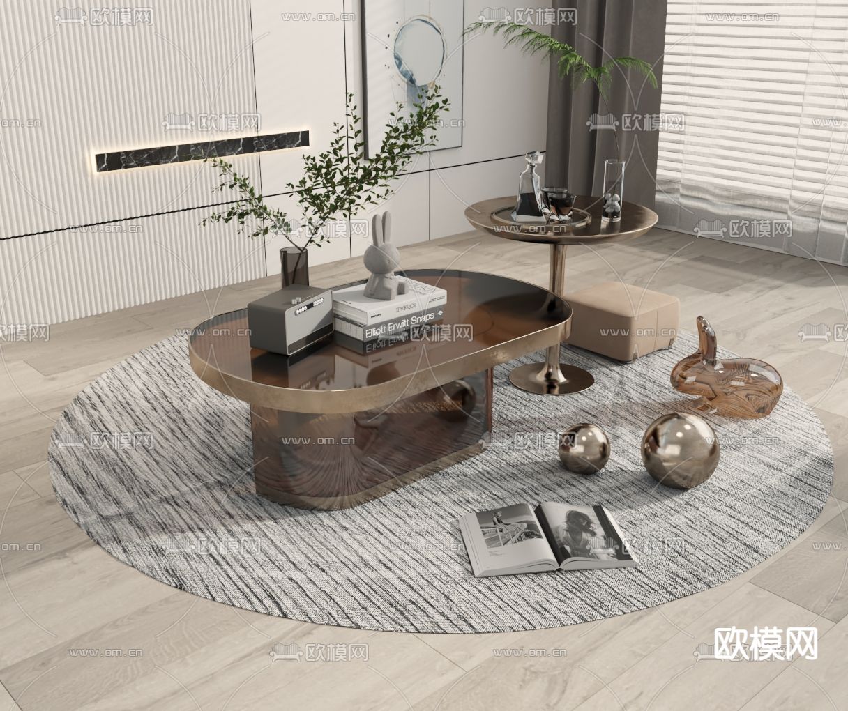 现代子母茶几3d模型下载_ID12178797_3dmax免费模型-欧模网