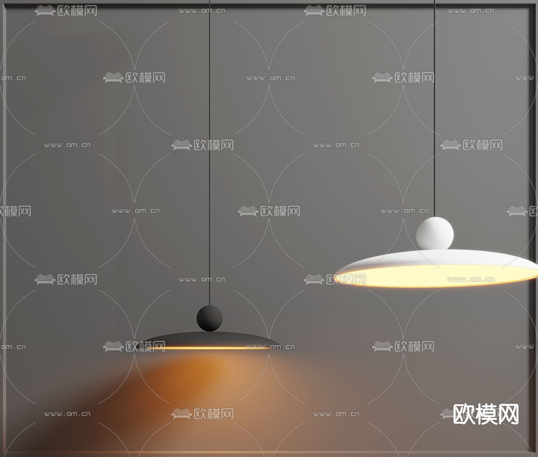 现代圆盘吊灯3d模型下载_ID12177828_3dmax免费模型-欧模网