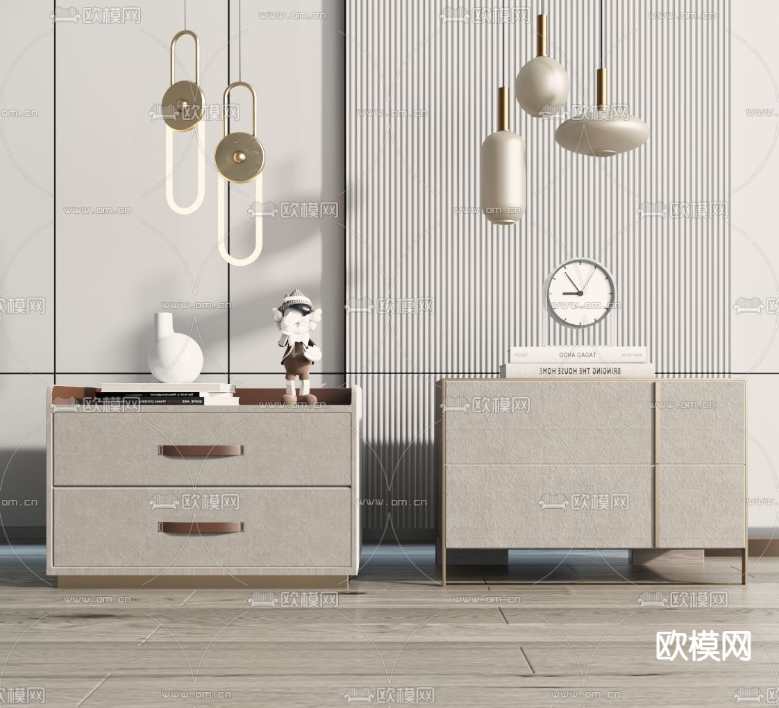 现代床头柜3d模型下载