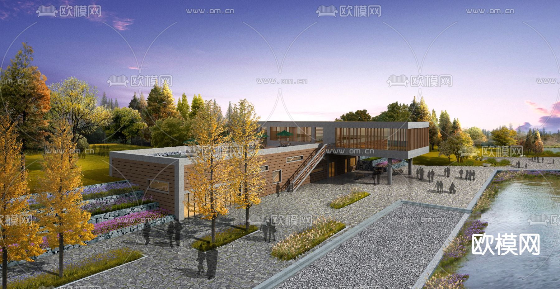 现代建筑外观鸟瞰psd下载