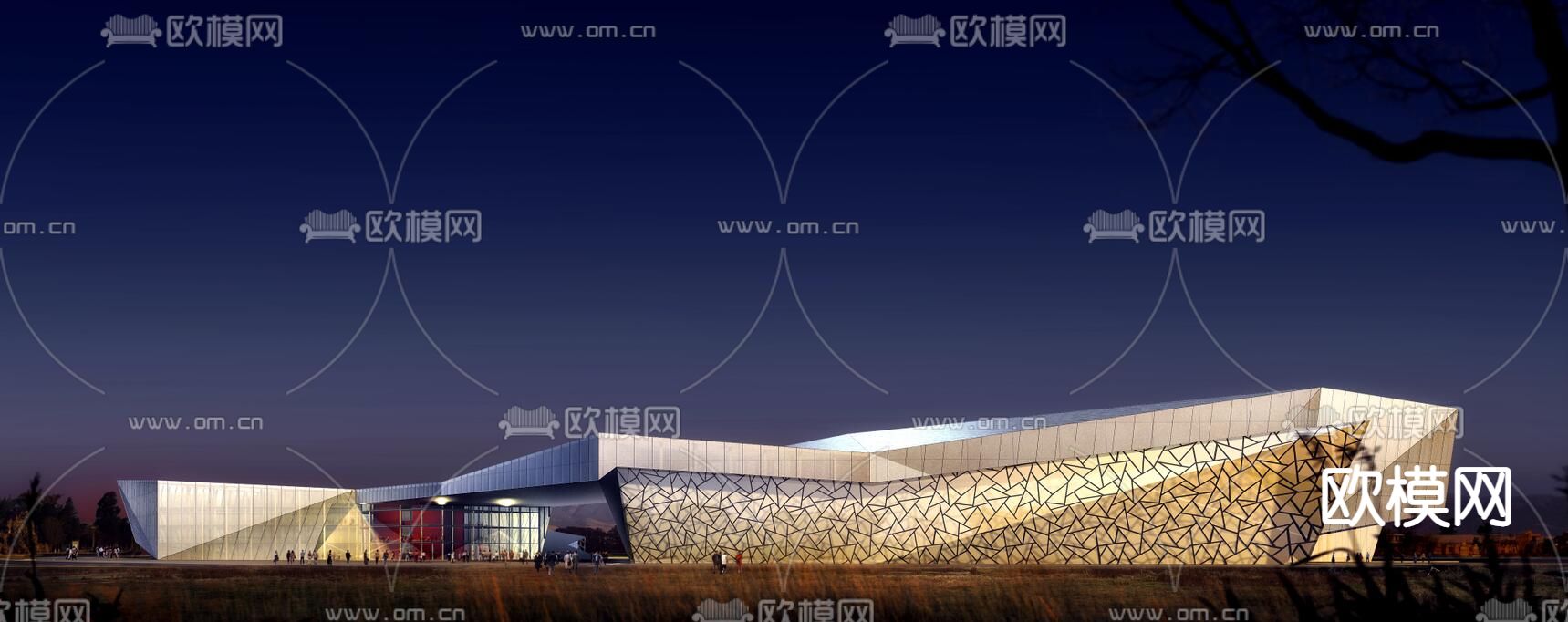 现代科技馆su模型下载（渲染图1）