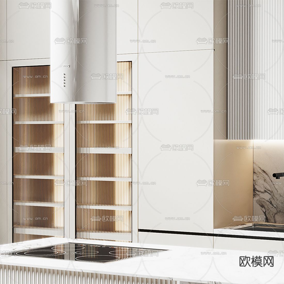 现代厨房 橱柜3d模型下载（渲染图3）