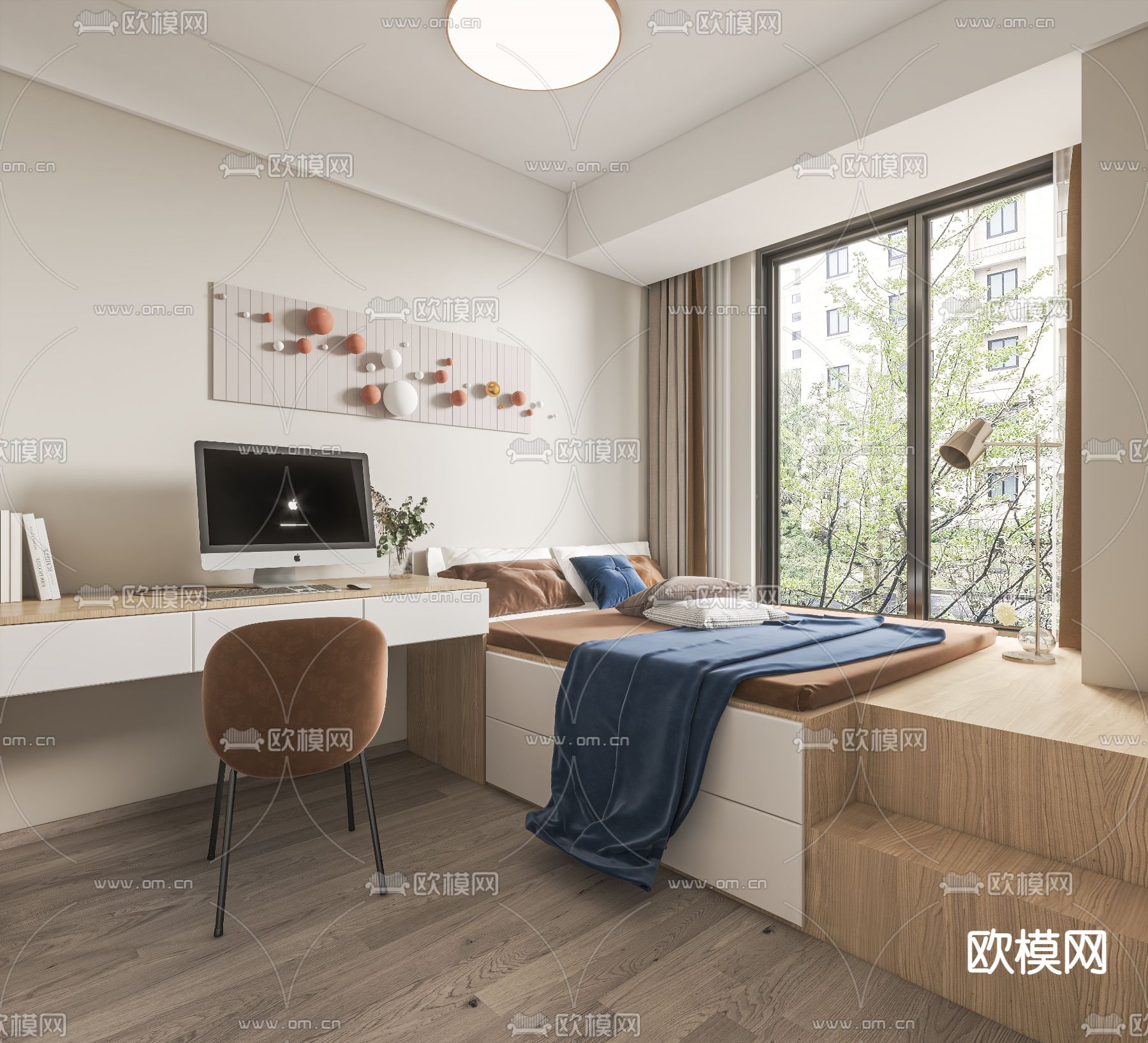 现代榻榻米卧室3d模型下载_ID12179697_3dmax免费模型-欧模网