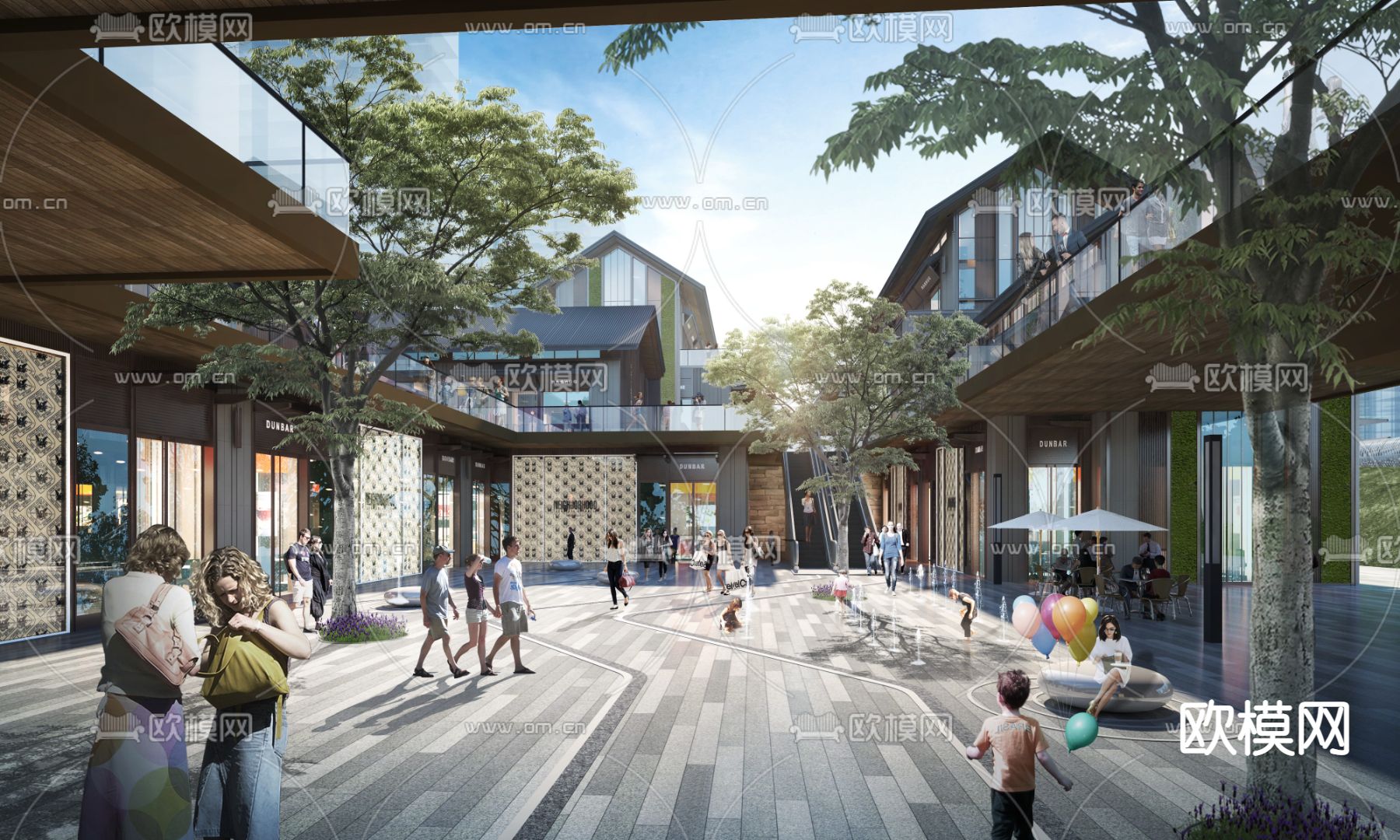 现代商业街中庭psd下载