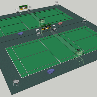 现代羽毛球场su模型 