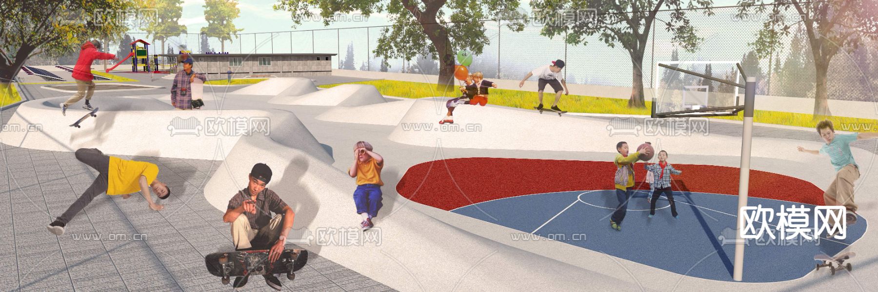 公园儿童攀爬区 小型篮球框psd下载