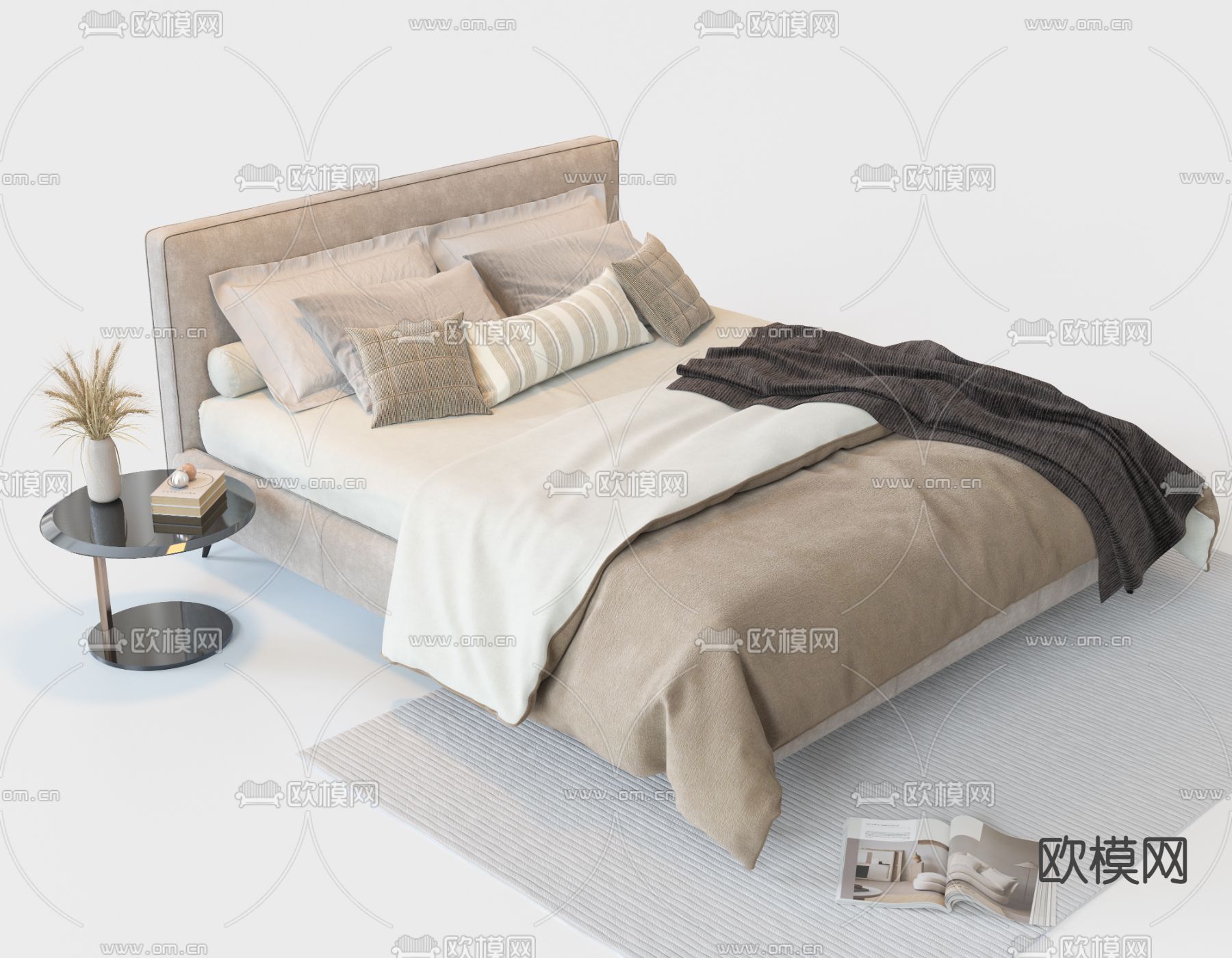 意大利 Poliform双人床3d模型下载（渲染图1）