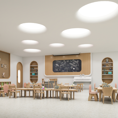  现代幼儿园手工教室su模型 