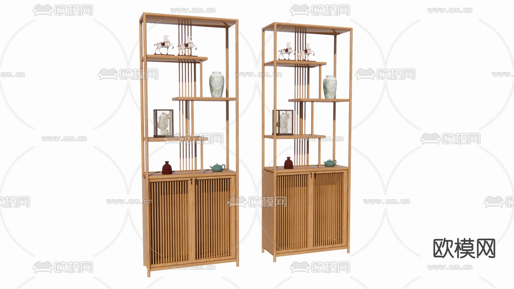 新中式博古架su模型下载