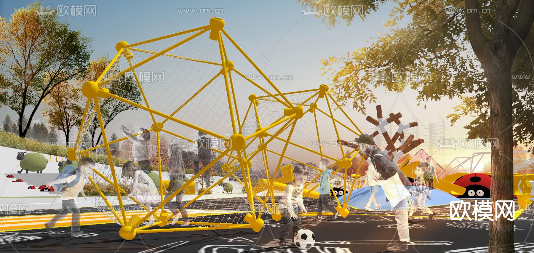 现代公园儿童攀爬区psd下载