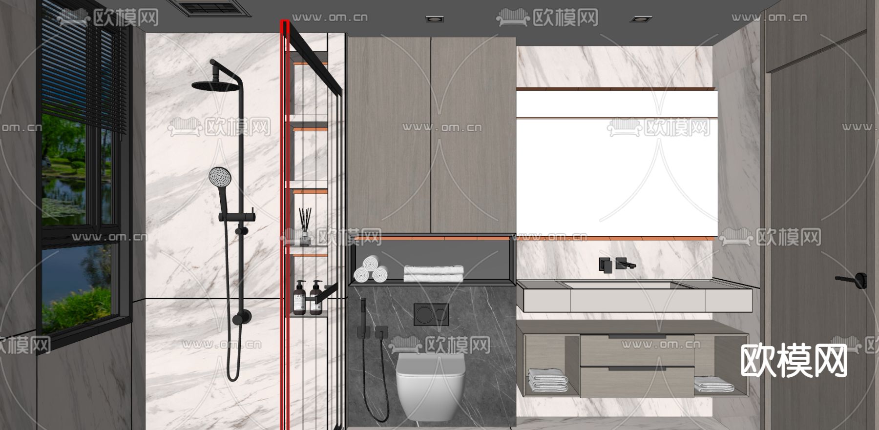 现代浴室 卫生间su模型下载（渲染图2）