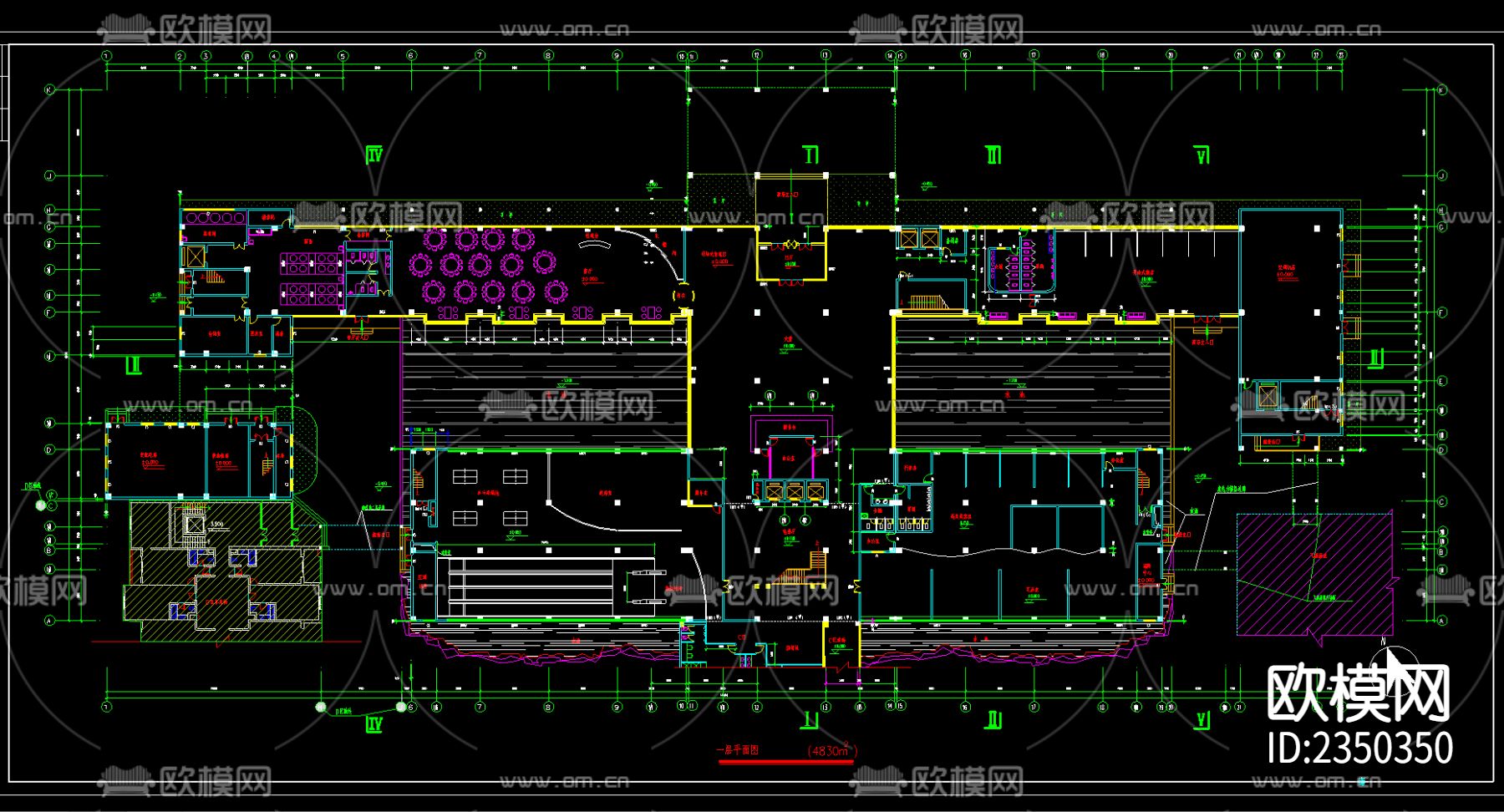 大型古典风格宾馆建筑cad施工图下载（渲染图2）