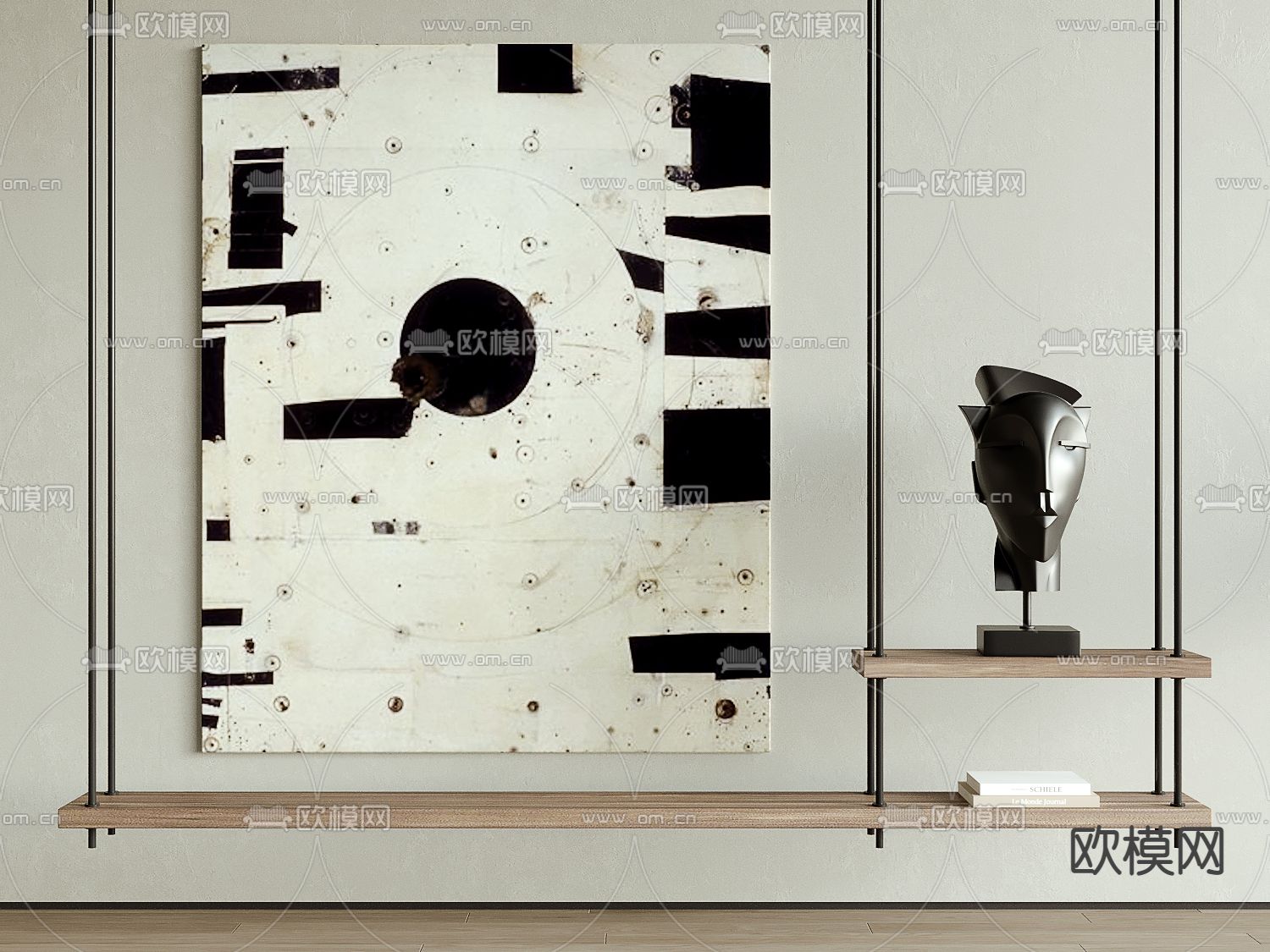 侘寂风抽象画装饰画3d模型下载