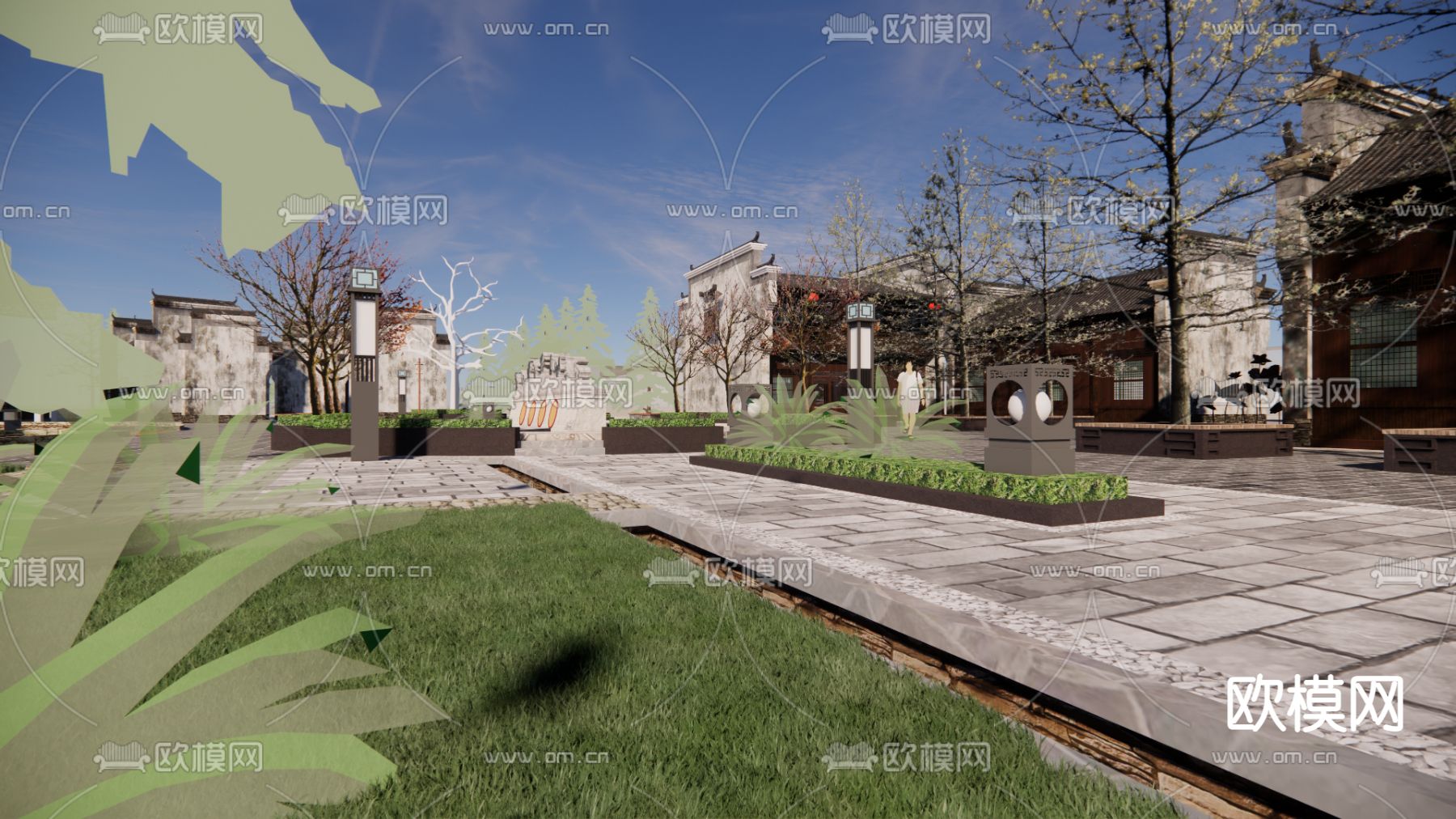 中式古镇su模型下载（渲染图2）