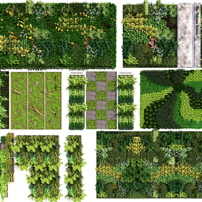  植物墙 绿植背景墙su模型 