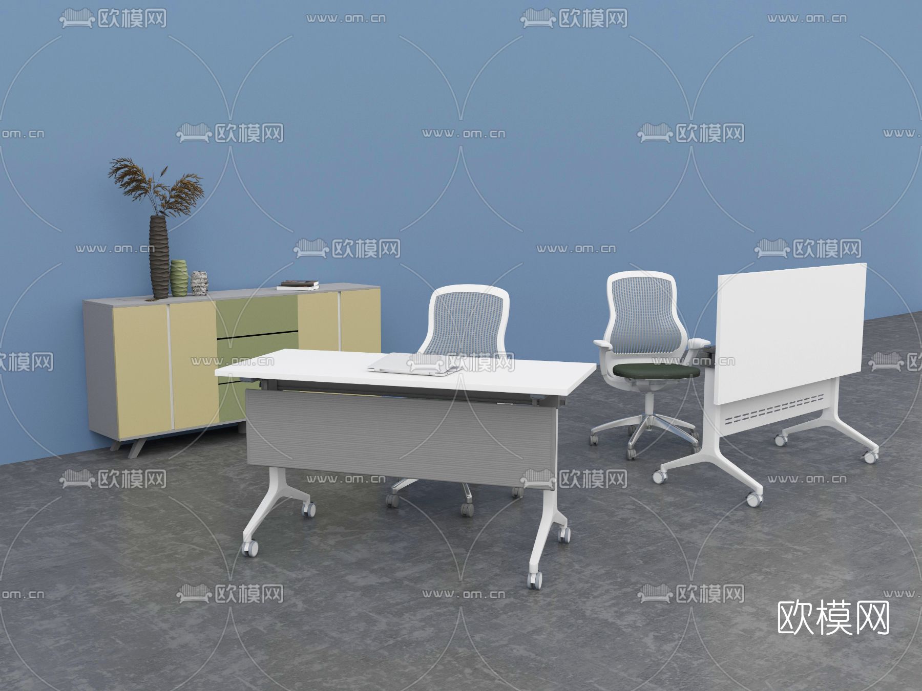 现代培训桌椅3d模型